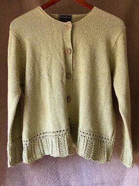 Carraig Donn Womens Cardigan Sweater Sz XL* (Please Read) Soft Green Linen Blend